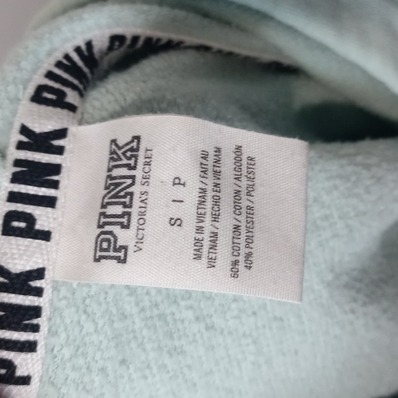🍁 PINK Victoria's Secret Women's green pale PINK Classic Logo Hoodie Sz S - Picture 5 of 8